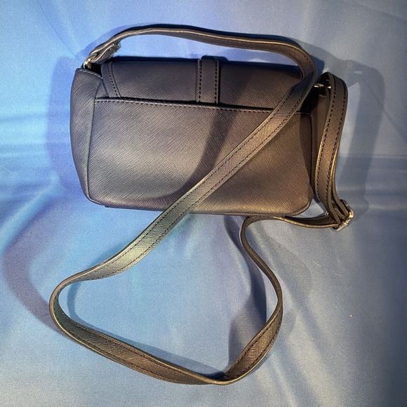 Tommy Hilfiger Blue saffiano leather silver Lock Accent Crossbody Shoulder Bag‎ - Picture 4 of 10